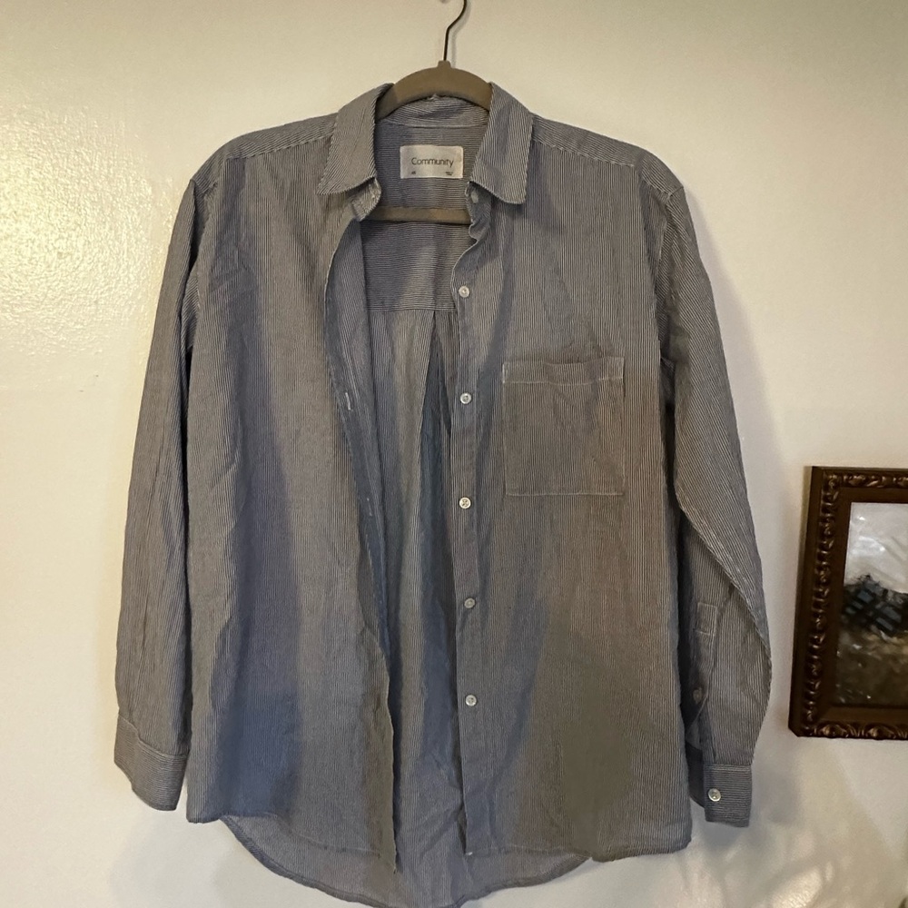 Striped blue Aritzia button down